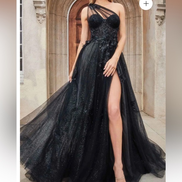 Black Floral Prom Dress - Picture 3 of 7